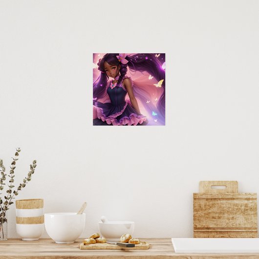 Aesthetisch Afrikaans-Amerikaans anismemeisje Poster (Keuken)