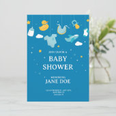 Aesthetisch blauw Baby shower-uitnodiging Kaart (Staand voorkant)