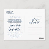 Aesthetisch blauw, verander de datum, Partij uitge Briefkaart (Achterkant)