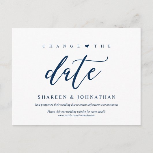 Aesthetisch blauw, verander de datum, Partij uitge Briefkaart (Voorkant)