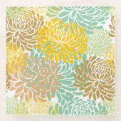 Aesthetisch Dahlia Bloempatroon Glazen Onderzetter (Voorkant)