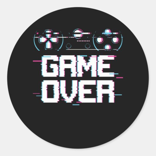 Aesthetisch gaminggamer met een dampgolfcontroller ronde sticker (Voorkant)