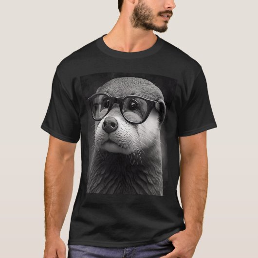 Aesthetisch koelen met otter kop, ontdaan van het  t-shirt (Voorkant)