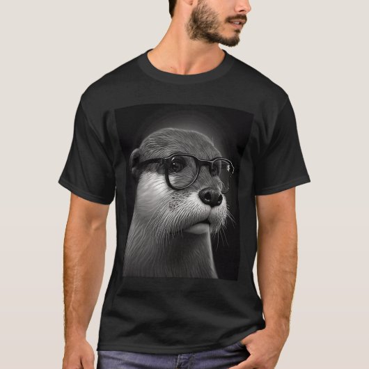 Aesthetisch koelen met otter kop, ontdaan van het t-shirt (Voorkant)