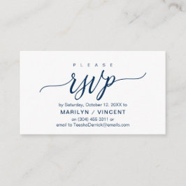 Aesthetisch marineblauw script, Bindende RSVP reag Informatiekaartje