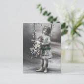 Aesthetisch meisje met Doll  Black&White Briefkaart (Staand voorkant)