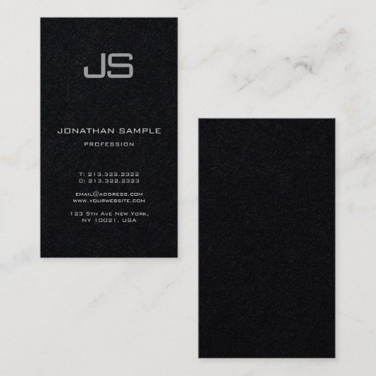 Aesthetisch monogram Premium zwart - modern - vert Visitekaartje (Voorkant / Achterkant)