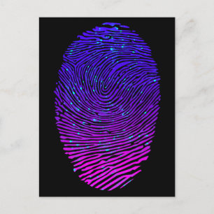 Aesthetisch Neon Fingerprint Lumineus Luminescent Briefkaart