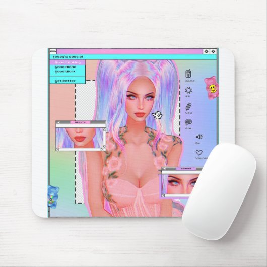 Aesthetisch pasta-koks meisje muismat (Met muis)