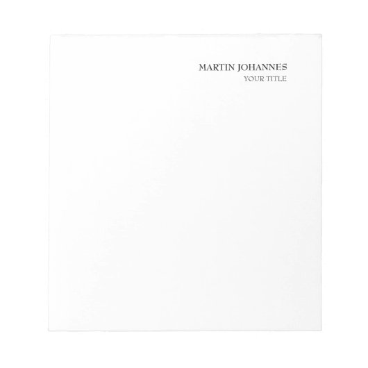 Aesthetisch Professioneel grafisch wit Visitekaart Notitieblok (Voorkant)