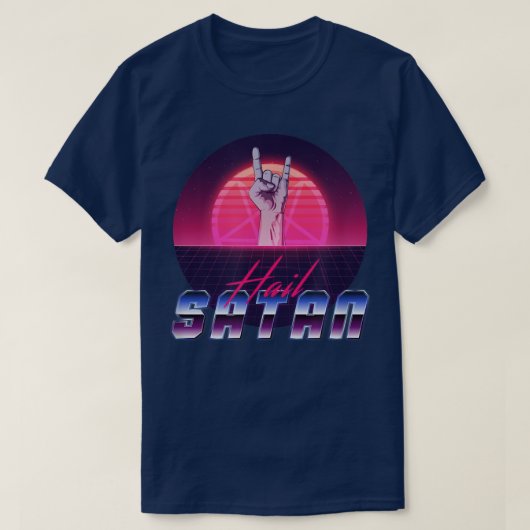 Aesthetisch Synthwave Hail Satan Satanisme T-shirt (Design voorkant)
