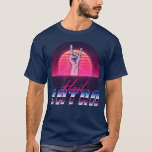 Aesthetisch Synthwave Hail Satan Satanisme T-shirt