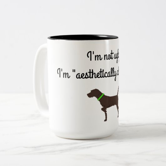"Aesthetisch uitgedaagd" Pudelpointer Coffee-Mok Tweekleurige Koffiemok (Voorkant links)