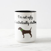 "Aesthetisch uitgedaagd" Pudelpointer Coffee-Mok Tweekleurige Koffiemok (Center)