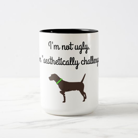 "Aesthetisch uitgedaagd" Pudelpointer Coffee-Mok Tweekleurige Koffiemok (Center)