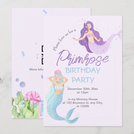 Aesthetisch water Kleur Verf Verlosdag Zeemeermin Kaart (Voorkant / Achterkant)