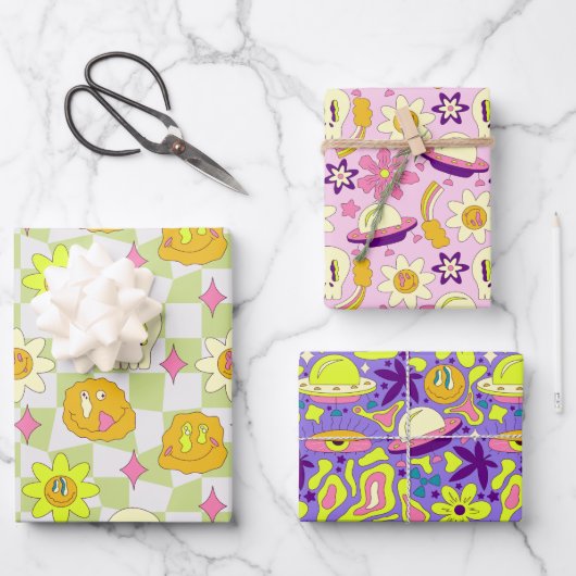 Aesthetisch Y2K Trippy Psychedelic ongewoon Inpakpapier Vel (Voorkant)