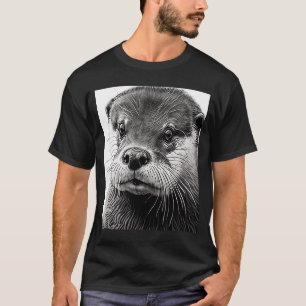 Aesthetisch Zee Otter Head geverfd otter Face T-shirt