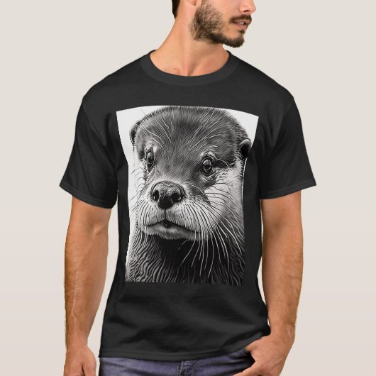 Aesthetisch Zee Otter Head geverfd otter Face T-shirt (Voorkant)