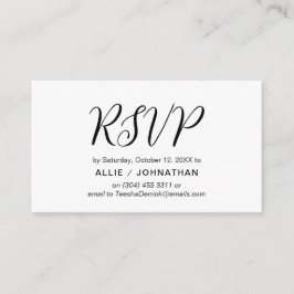 Aesthetisch Zwart Manuscript, Bindende RSVP antwoo Informatiekaartje