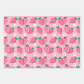 Aesthetische aardbeiboomvruchtenroze inpakpapier vel (Voorkant 3)