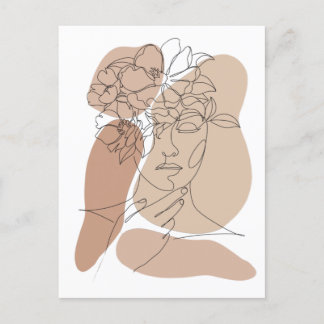 Aesthetische Boho Abstracte gezichtslijn Briefkaart
