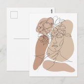Aesthetische Boho Abstracte gezichtslijn Briefkaart (Voorkant / Achterkant)