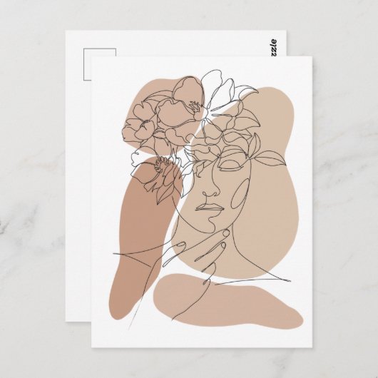 Aesthetische Boho Abstracte gezichtslijn Briefkaart (Voorkant / Achterkant)