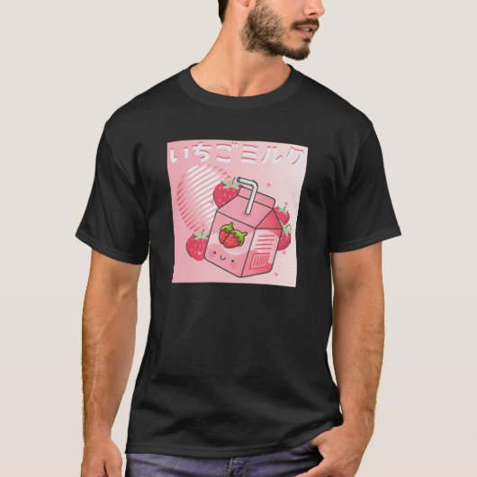 Aesthetische dierlijke aardbeienmelk: een melkbeur t-shirt (Voorkant)