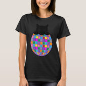 Aesthetische Disco Ball Psychedelic Black Cat Disc T-shirt (Voorkant)