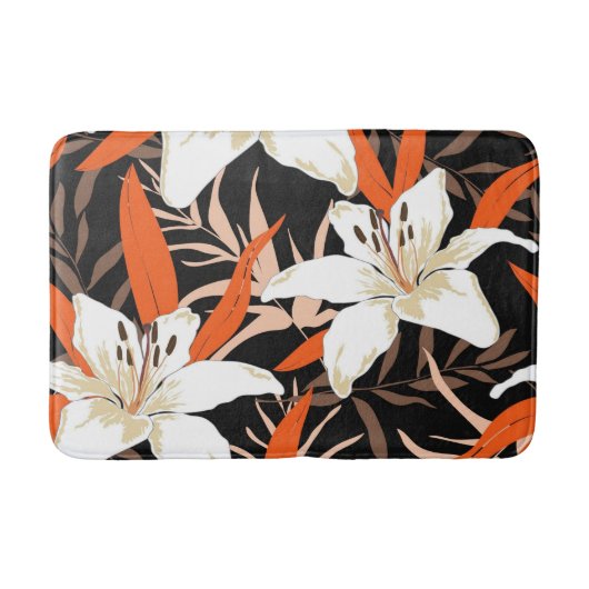 Aesthetische florale anoranje badmat (Voorkant)