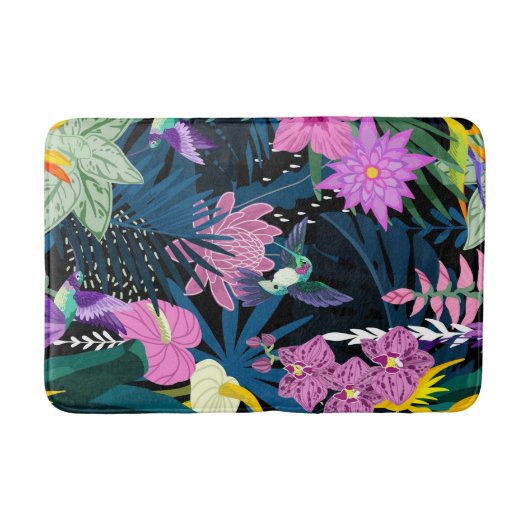 Aesthetische florale anoranje badmat (Voorkant)