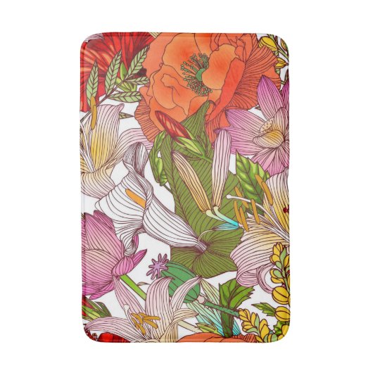 Aesthetische florale anoranje badmat (Voorkant Verticaal)