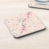 Aesthetische florale anoranje bier onderzetter (Linkerzijde)