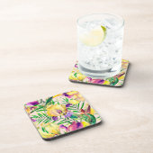 Aesthetische florale anoranje bier onderzetter (Rechterzijde)