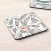 Aesthetische florale anoranje bier onderzetter (Linkerzijde)