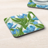 Aesthetische florale anoranje bier onderzetter (Linkerzijde)