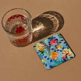 Aesthetische florale anoranje bier onderzetter