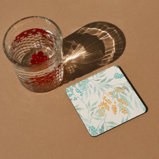 Aesthetische florale anoranje bier onderzetter