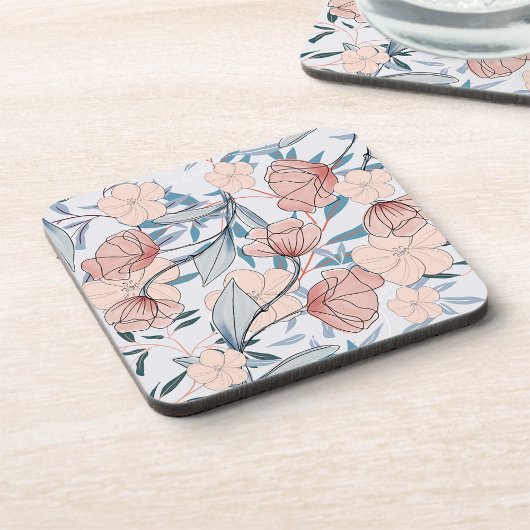 Aesthetische florale anoranje bier onderzetter