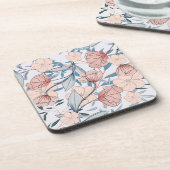 Aesthetische florale anoranje bier onderzetter (Linkerzijde)