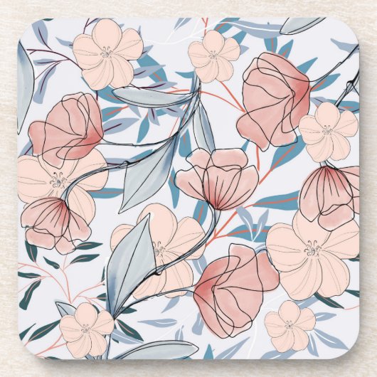 Aesthetische florale anoranje bier onderzetter (Voorkant)