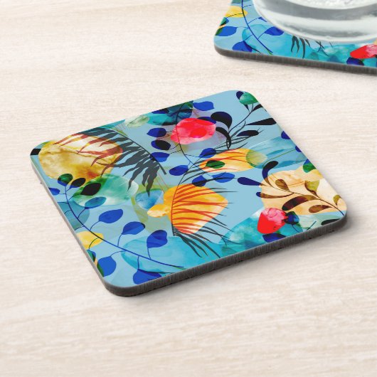 Aesthetische florale anoranje bier onderzetter (Linkerzijde)