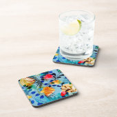 Aesthetische florale anoranje bier onderzetter (Rechterzijde)