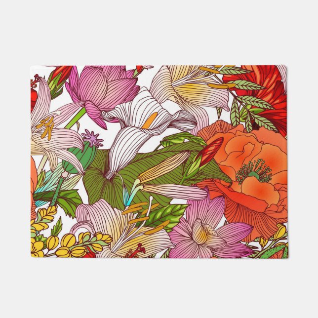 Aesthetische florale anoranje deurmat (Voorkant)