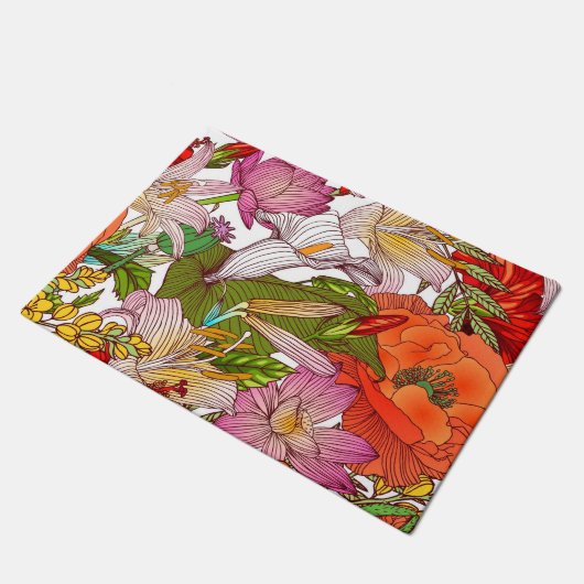 Aesthetische florale anoranje deurmat (Schuin)