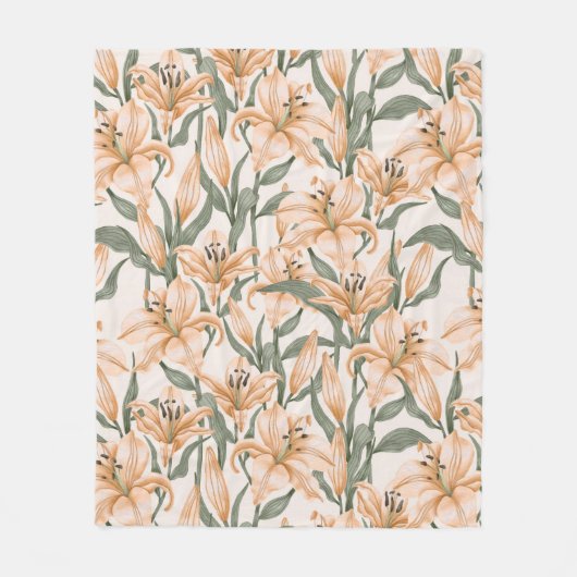 Aesthetische florale anoranje fleece deken (Voorkant)