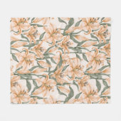 Aesthetische florale anoranje fleece deken (Voorkant (Horizontaal))