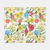 Aesthetische florale anoranje fleece deken (Voorkant (Horizontaal))