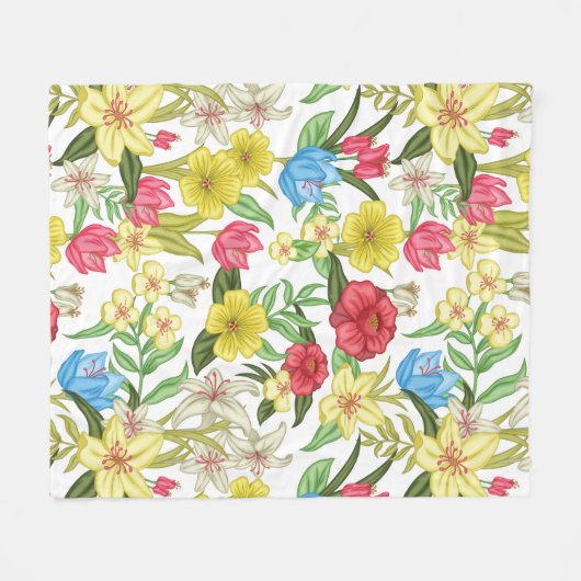 Aesthetische florale anoranje fleece deken (Voorkant (Horizontaal))